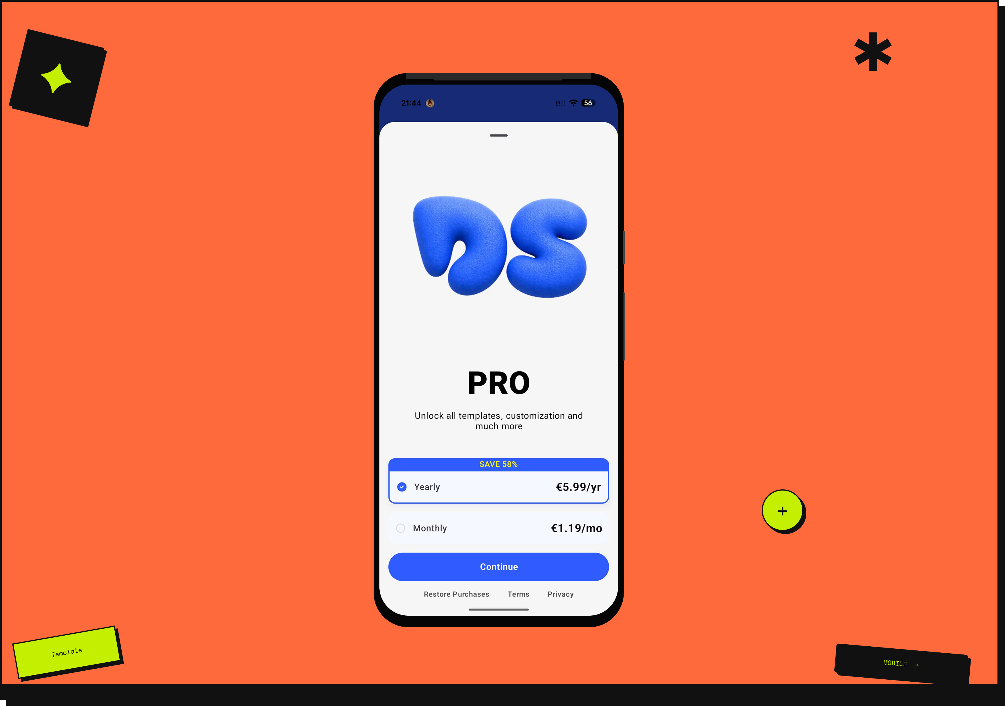 Pricing screen