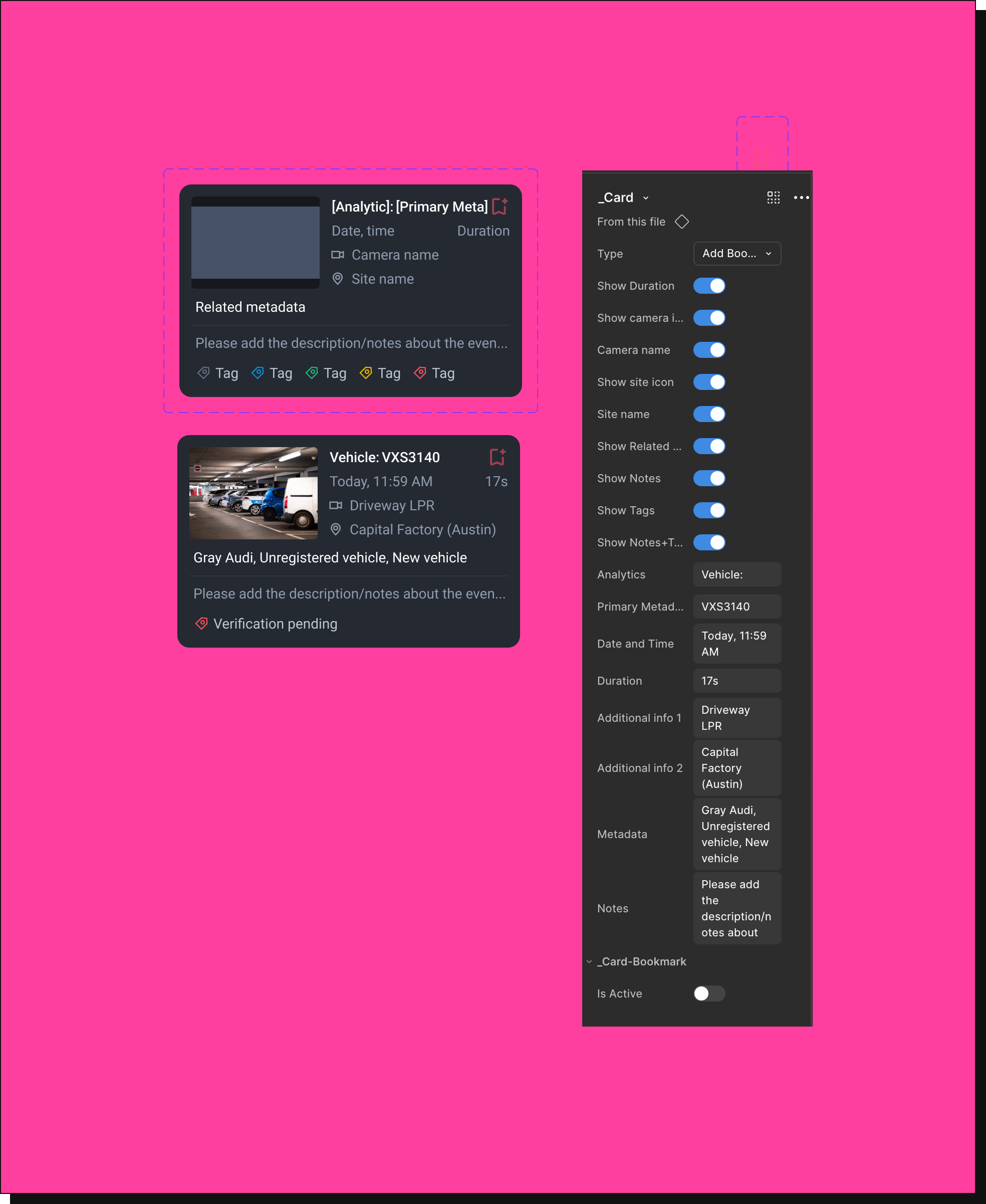 Reusable event card component